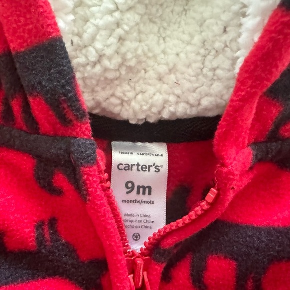 5 for $20 Carter's Fleece Hoodie Jumper Long Sleeve‎ Zipper One Piece 9 months - Picture 3 of 4